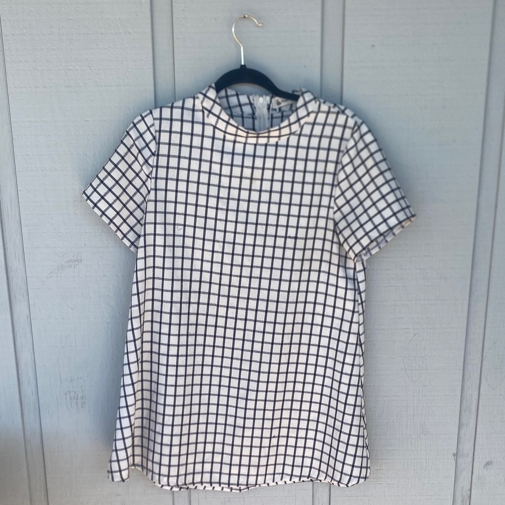 Black and White Checkered Short Sleeve Top
